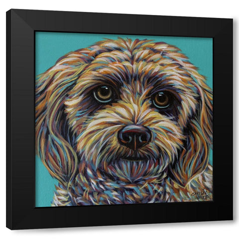 Blue Doodle Brother II Black Modern Wood Framed Art Print with Double Matting by Vitaletti, Carolee