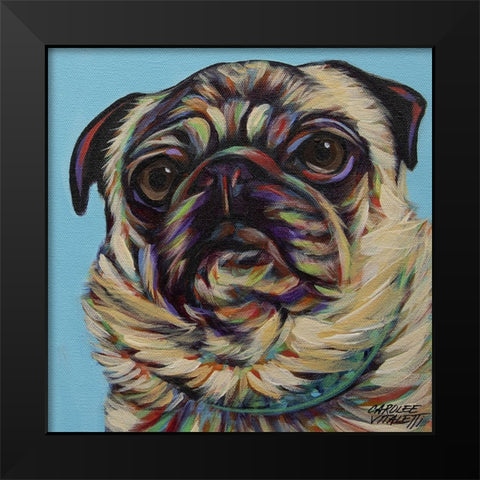 Blue Pug Black Modern Wood Framed Art Print by Vitaletti, Carolee