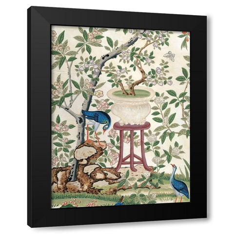 Chinoiserie Wallpaper I Black Modern Wood Framed Art Print by Vision Studio