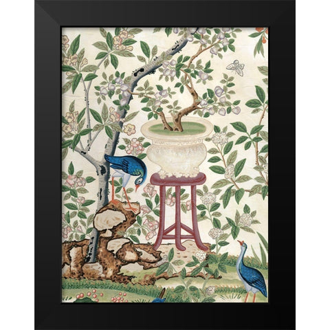 Chinoiserie Wallpaper I Black Modern Wood Framed Art Print by Vision Studio