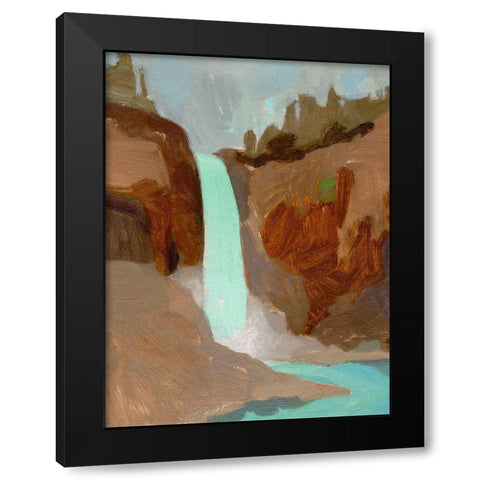 Turquoise Falls I Black Modern Wood Framed Art Print with Double Matting by Green, Jacob