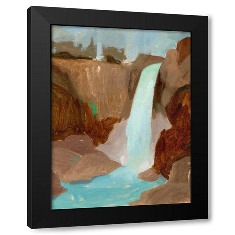Turquoise Falls II Black Modern Wood Framed Art Print with Double Matting by Green, Jacob