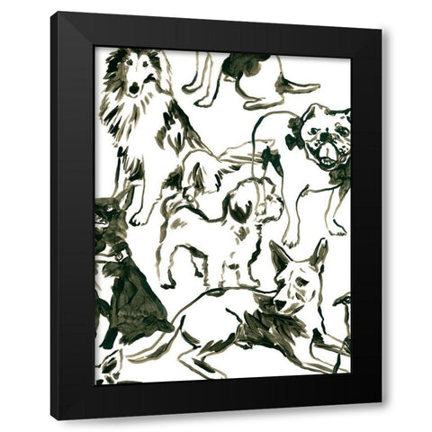 Canine Collage I Black Modern Wood Framed Art Print with Double Matting by Vess, June Erica