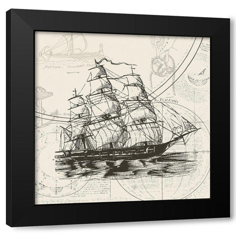 Anchors Away III Black Modern Wood Framed Art Print with Double Matting by Barnes, Victoria