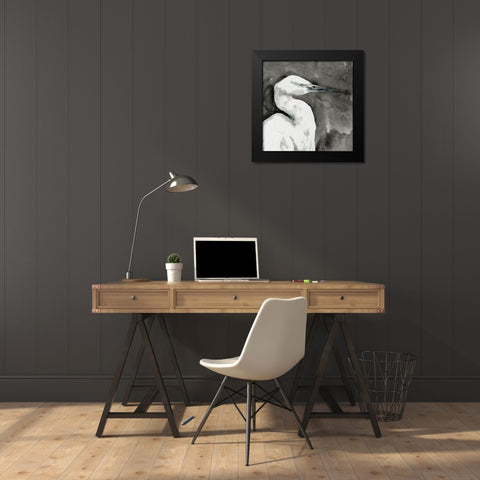 Solemn Egret I Black Modern Wood Framed Art Print by Caroline, Emma