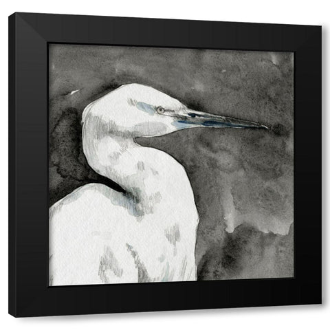 Solemn Egret I Black Modern Wood Framed Art Print by Caroline, Emma