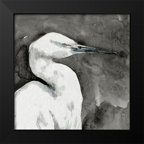 Solemn Egret I Black Modern Wood Framed Art Print by Caroline, Emma