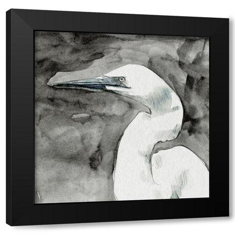 Solemn Egret II Black Modern Wood Framed Art Print with Double Matting by Caroline, Emma