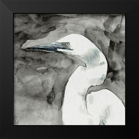 Solemn Egret II Black Modern Wood Framed Art Print by Caroline, Emma