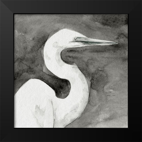 Solemn Egret III Black Modern Wood Framed Art Print by Caroline, Emma