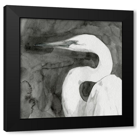 Solemn Egret IV Black Modern Wood Framed Art Print by Caroline, Emma
