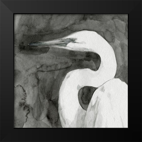 Solemn Egret IV Black Modern Wood Framed Art Print by Caroline, Emma