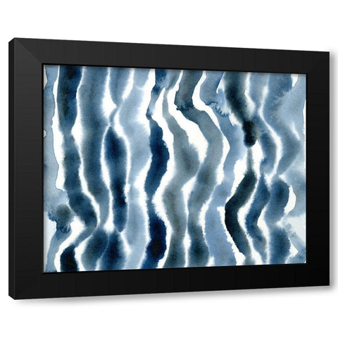 True Blue Wave II Black Modern Wood Framed Art Print with Double Matting by Caroline, Emma