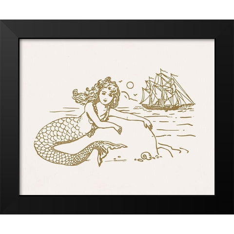 Sunning Mermaid I Black Modern Wood Framed Art Print by Barnes, Victoria