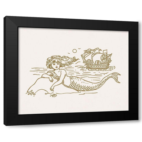 Sunning Mermaid II Black Modern Wood Framed Art Print by Barnes, Victoria