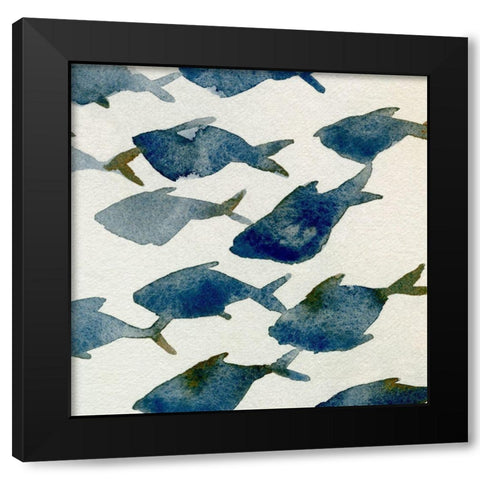 Fish Friends I Black Modern Wood Framed Art Print with Double Matting by Caroline, Emma