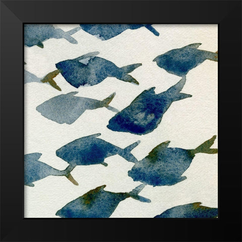 Fish Friends I Black Modern Wood Framed Art Print by Caroline, Emma