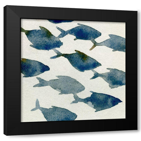 Fish Friends II Black Modern Wood Framed Art Print with Double Matting by Caroline, Emma
