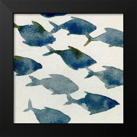 Fish Friends II Black Modern Wood Framed Art Print by Caroline, Emma