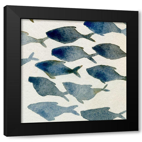 Fish Friends III Black Modern Wood Framed Art Print by Caroline, Emma