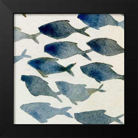 Fish Friends III Black Modern Wood Framed Art Print by Caroline, Emma