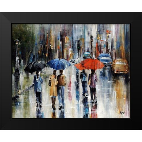 Downtown Downpour Black Modern Wood Framed Art Print by Douglass, Farrell