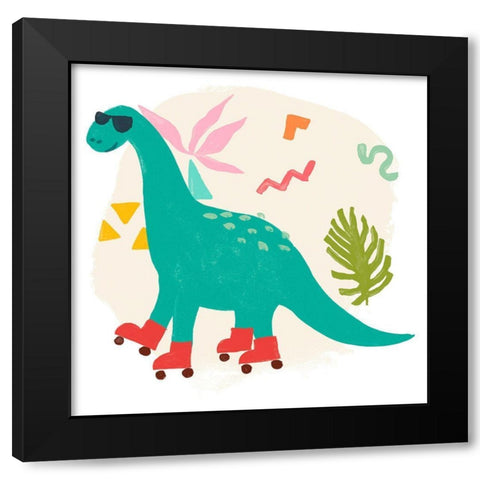 Rollin Dino I Black Modern Wood Framed Art Print by Vess, June Erica