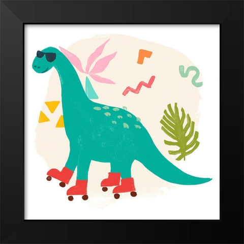 Rollin Dino I Black Modern Wood Framed Art Print by Vess, June Erica