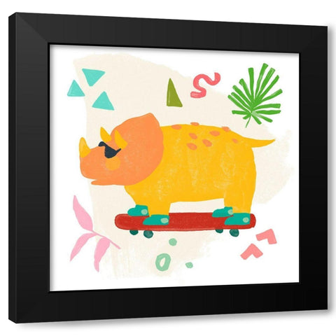 Rollin Dino III Black Modern Wood Framed Art Print by Vess, June Erica