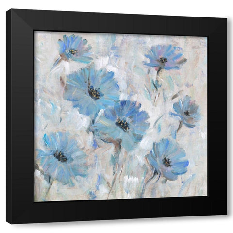 Mix Blue Flowers I Black Modern Wood Framed Art Print with Double Matting by OToole, Tim