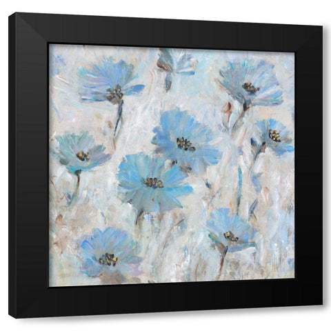 Mix Blue Flowers II Black Modern Wood Framed Art Print with Double Matting by OToole, Tim