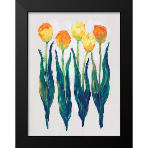 Tulips in a Row I Black Modern Wood Framed Art Print by OToole, Tim