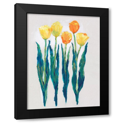 Tulips in a Row II Black Modern Wood Framed Art Print with Double Matting by OToole, Tim