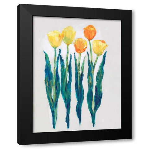 Tulips in a Row II Black Modern Wood Framed Art Print by OToole, Tim