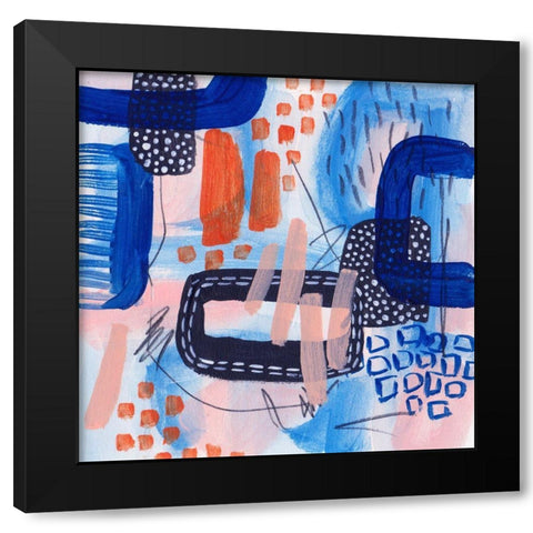 Glowing Space I Black Modern Wood Framed Art Print with Double Matting by Wang, Melissa