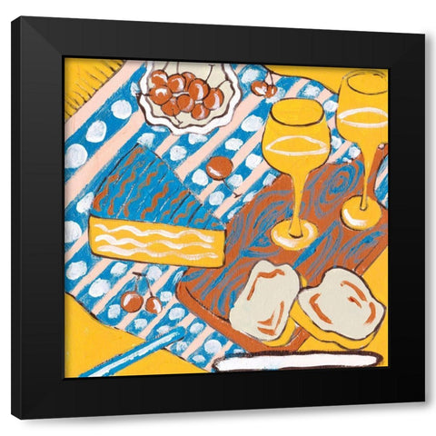Picnic Day II Black Modern Wood Framed Art Print with Double Matting by Wang, Melissa