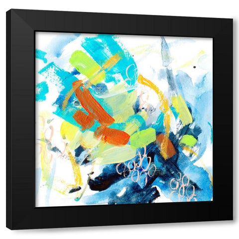 Wave and Bubbles I Black Modern Wood Framed Art Print with Double Matting by Wang, Melissa