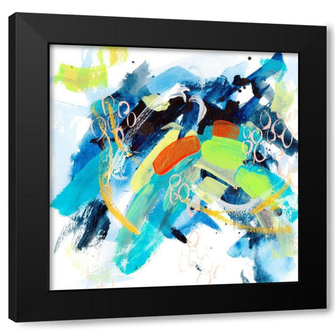 Wave and Bubbles II Black Modern Wood Framed Art Print with Double Matting by Wang, Melissa