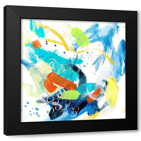 Wave and Bubbles III Black Modern Wood Framed Art Print with Double Matting by Wang, Melissa