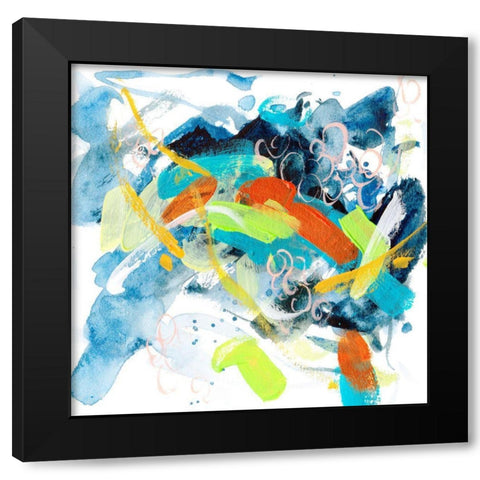 Wave and Bubbles IV Black Modern Wood Framed Art Print with Double Matting by Wang, Melissa