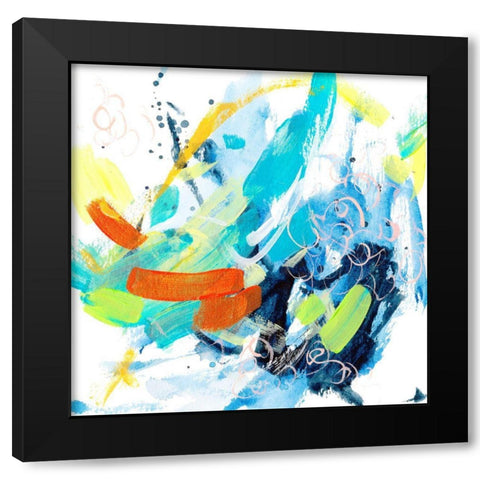 Wave and Bubbles V Black Modern Wood Framed Art Print with Double Matting by Wang, Melissa