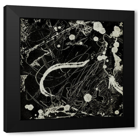 Ink Line Abstract V Black Modern Wood Framed Art Print with Double Matting by Wang, Melissa