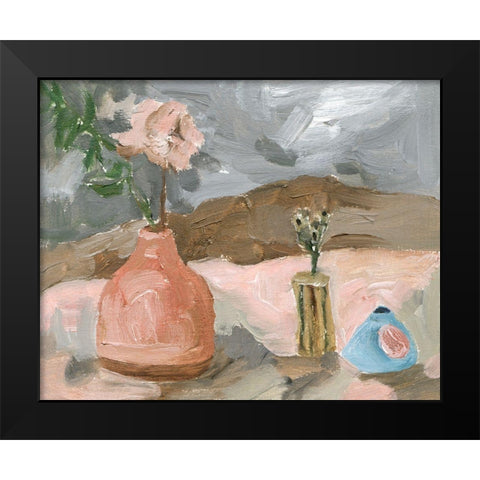 Vase of Pink Flowers I Black Modern Wood Framed Art Print by Wang, Melissa