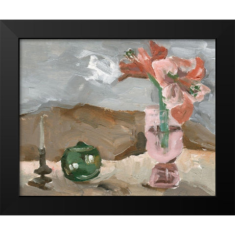 Vase of Pink Flowers II Black Modern Wood Framed Art Print by Wang, Melissa