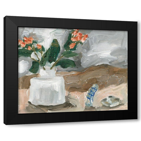Vase of Pink Flowers III Black Modern Wood Framed Art Print with Double Matting by Wang, Melissa