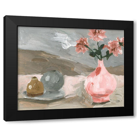 Vase of Pink Flowers VI Black Modern Wood Framed Art Print with Double Matting by Wang, Melissa