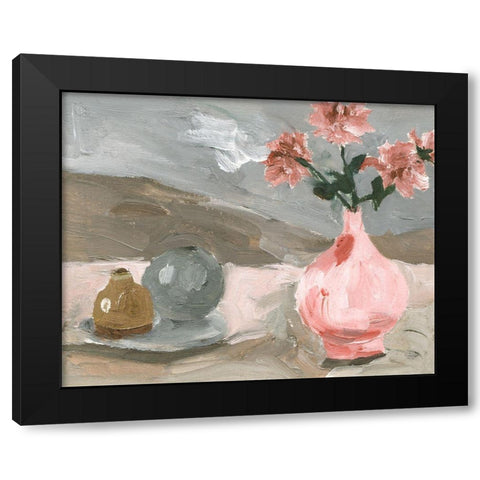 Vase of Pink Flowers VI Black Modern Wood Framed Art Print by Wang, Melissa