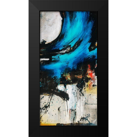 Turquoise Splash II Black Modern Wood Framed Art Print by Drotar, Rikki
