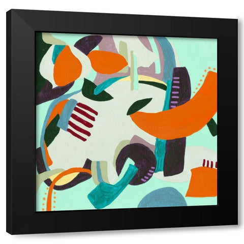 Crispy V Black Modern Wood Framed Art Print with Double Matting by Wang, Melissa