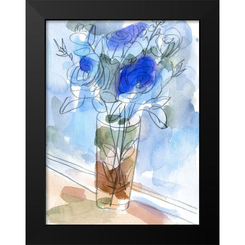 Bunch of Blue Flowers I Black Modern Wood Framed Art Print by Wang, Melissa
